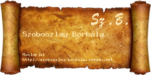 Szoboszlay Borbála névjegykártya